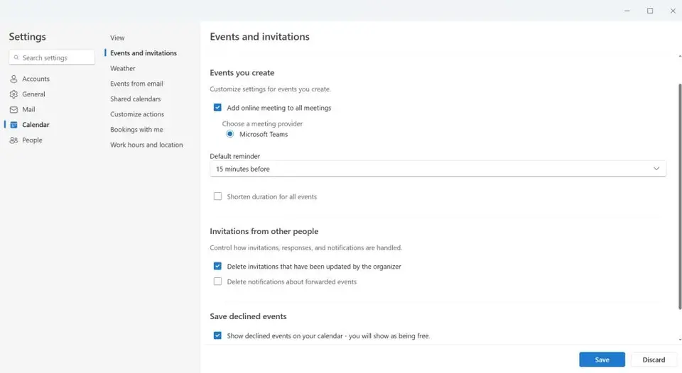 events and invitations outlook new version