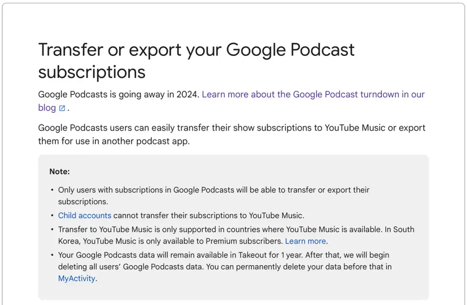 google podcast shutdown june 2024