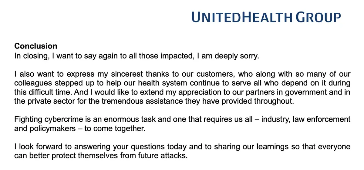 unitedhealth group statement on hacking